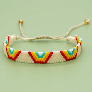 Bohemian Rice Bead Bracelet - Rainbow Bridge Pattern