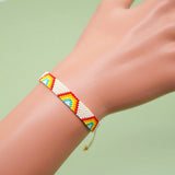 Bohemian Rice Bead Bracelet - Rainbow Bridge Pattern