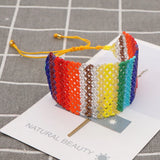 Rainbow Hand Knitting Hollowed out Rice Bead Bracelet