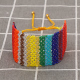 Rainbow Hand Knitting Hollowed out Rice Bead Bracelet