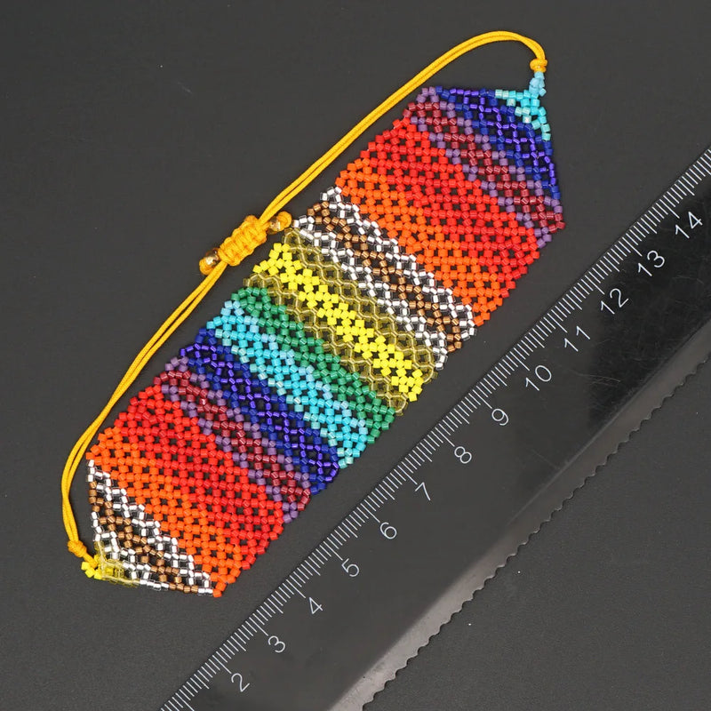 Rainbow Hand Knitting Hollowed out Rice Bead Bracelet