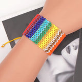 Rainbow Hand Knitting Hollowed out Rice Bead Bracelet