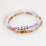 Rice Bead Bracelet Crystal Rainbow Stretch Tila Bohemian