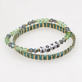 Rice Bead Bracelet Crystal Rainbow Stretch Tila Bohemian
