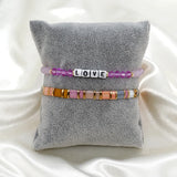 Rice Bead Bracelet Crystal Rainbow Stretch Tila Bohemian
