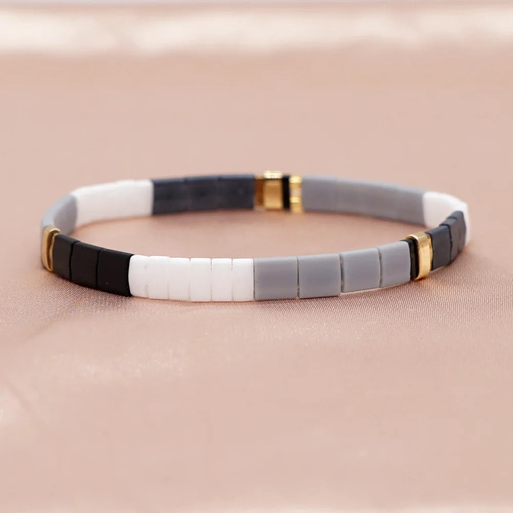 Rice Bead Tila Stretch Hand Woven Bracelet