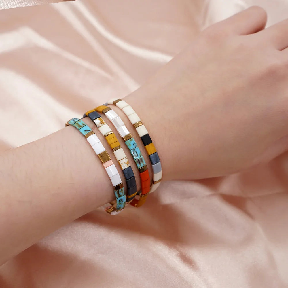 Rice Bead Tila Stretch Hand Woven Bracelet