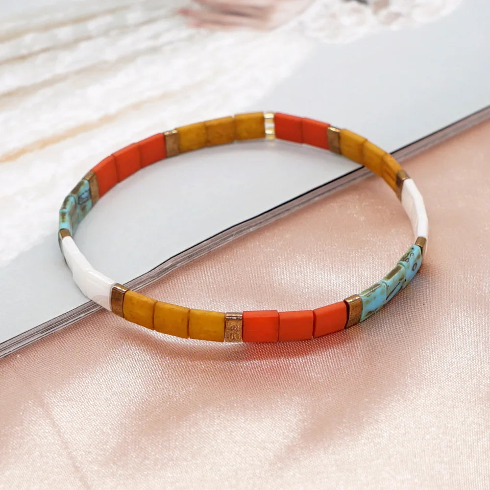 Rice Bead Tila Stretch Hand Woven Bracelet