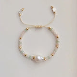 Rice Bead Turquoise Pearl Bracelet Adjustable Boho Minimalist