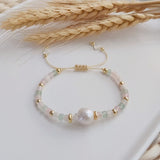 Rice Bead Turquoise Pearl Bracelet Adjustable Boho Minimalist