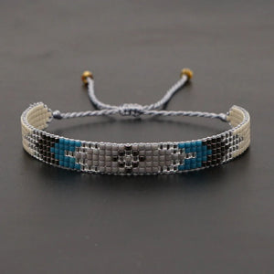 Vintage Totem Evil Eye Rice Bead Bracelet Hand-Knitted