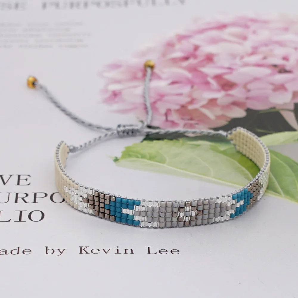 Vintage Totem Evil Eye Rice Bead Bracelet Hand-Knitted