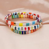 Hand Knitting Stretch Vintage Minimalist Bohemian Beaded Bracelet Set