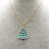 Boho Rice Bead Earrings Christmas Tree Handwoven Set