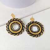 Bohemia Spiral Bead Earrings Hand Knitting Crystal Originality