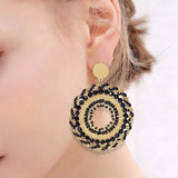 Bohemia Spiral Bead Earrings Hand Knitting Crystal Originality