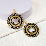 Bohemia Spiral Bead Earrings Hand Knitting Crystal Originality
