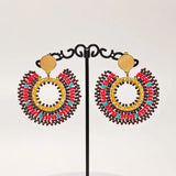 Bohemia Rice Bead Earrings Crystal Roundness Sunflower Color Hand Knitting