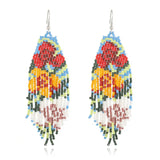 Rice Bead Earrings Flower Tassels Bohemian Women Beaded Earrings