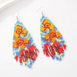 Rice Bead Earrings Flower Tassels Bohemian Women Beaded Earrings