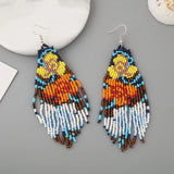 Rice Bead Earrings Flower Tassels Bohemian Women Beaded Earrings