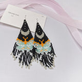 Rice Bead Earrings Hand Woven Butterfly Bohemia Fringed Earrings