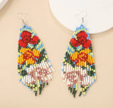 Rice Bead Earrings Hand Woven Butterfly Bohemia Fringed Earrings