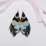 Rice Bead Earrings Hand Woven Butterfly Bohemia Fringed Earrings