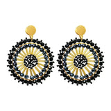 Bohemia Beaded Earrings Crystal Hand Knitting Roundness Long Pipe