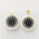Bohemia Beaded Earrings Crystal Hand Knitting Roundness Long Pipe