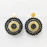 Bohemia Beaded Earrings Crystal Hand Knitting Roundness Long Pipe