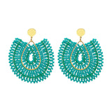 Bohemia Hand Knitting Bead Earrings Water Drop Roundness Originality