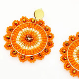 Bohemia Hand-Knitted Flower Earrings, Beaded Alloy Geometry