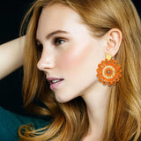 Bohemia Hand-Knitted Flower Earrings, Beaded Alloy Geometry