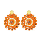 Bohemia Hand-Knitted Flower Earrings, Beaded Alloy Geometry