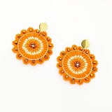 Bohemia Hand-Knitted Flower Earrings, Beaded Alloy Geometry