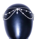 Rhinestone Pearls Tassel Wedding Hair Chain Headband Hair Decoration