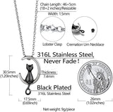 Moon Cat Urn Necklace Stainless Steel Cremation Jewelry for Ashes