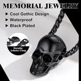 Skull Pendant Ashes Keepsake Necklace For Men Stainless Steel Cremation Urn