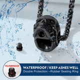 Skull Pendant Ashes Keepsake Necklace For Men Stainless Steel Cremation Urn