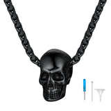 Skull Pendant Ashes Keepsake Necklace For Men Stainless Steel Cremation Urn