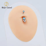 ASTM F136 Titanium 14G Belly Button Rings Clear CZ Navel Rings 10mm