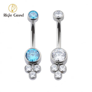 ASTM F136 Titanium 14G Belly Button Rings Clear CZ Navel Rings 10mm