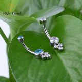 ASTM F136 Titanium 14G Belly Button Rings Clear CZ Navel Rings 10mm