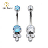 ASTM F136 Titanium 14G Belly Button Rings Clear CZ Navel Rings 10mm