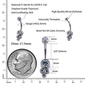 ASTM F136 Titanium 14G Belly Button Rings Clear CZ Navel Rings 10mm