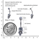 ASTM F136 Titanium 14G Belly Button Rings Clear CZ Navel Rings 10mm