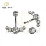 14G Titanium Belly Button Ring with Clear CZ