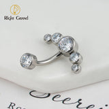 14G Titanium Belly Button Ring with Clear CZ