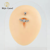 14G Titanium Belly Button Ring with Clear CZ